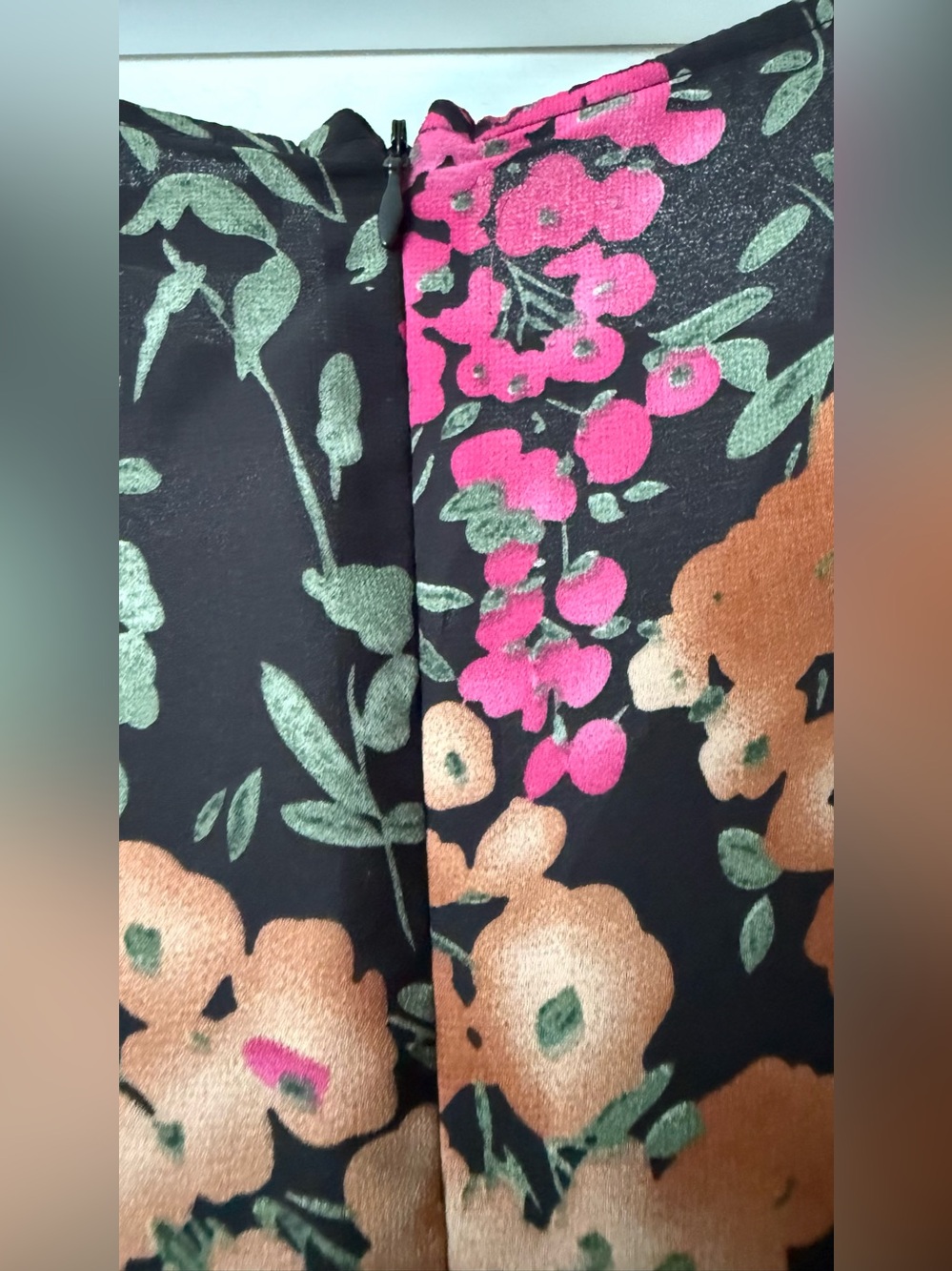 Astr Floral Ruched V-Neck Midi Dress - Black, Pink, Brown - Picture 8 of 8